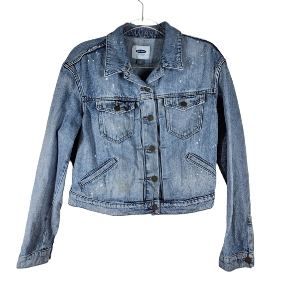 OLD NAVY BLEACHED SPLATTER DENIM JACKET - Picture 4 of 8